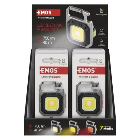 Újratölthető mini LED-es zseblámpa - kulcstartó, 750 lm, kínáló dobozban