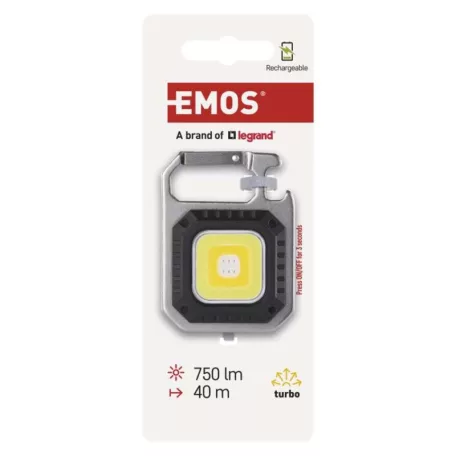 Újratölthető mini LED-es zseblámpa - kulcstartó, 750 lm, kínáló dobozban