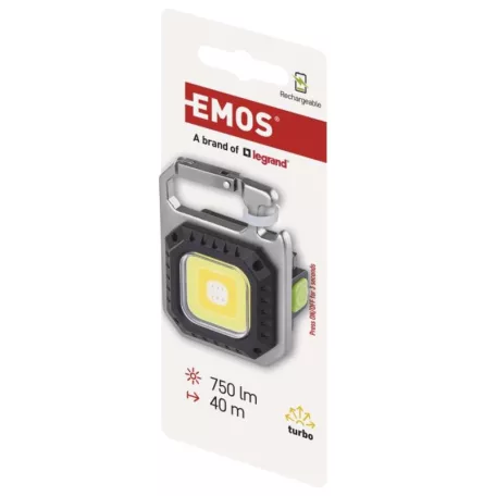 Újratölthető mini LED-es zseblámpa - kulcstartó, 750 lm, kínáló dobozban