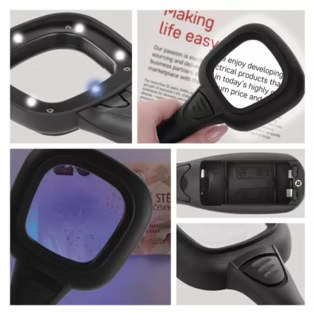 Kézi nagyító LED/UV megvilágítással, 10 db, dobozos kiszerelésben