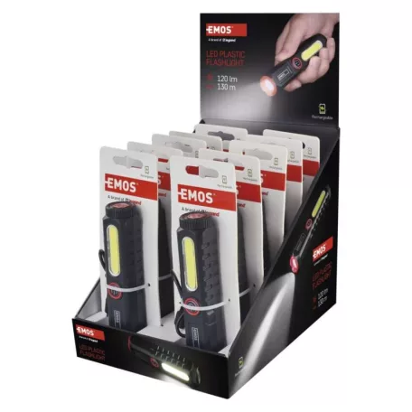 LED-es újratölthető műanyag zseblámpa P4720, 120 lm, 10 PCS, display box