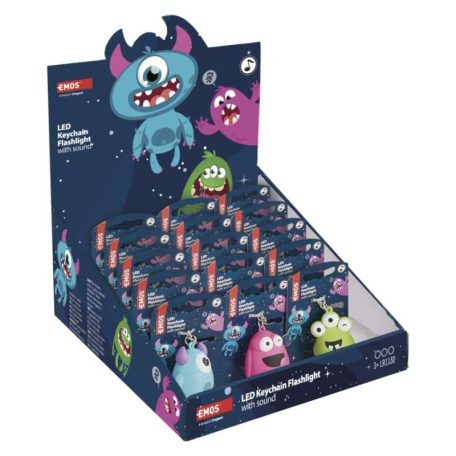 LED kulcstartó - hangos szörnyek, 18 db, display box