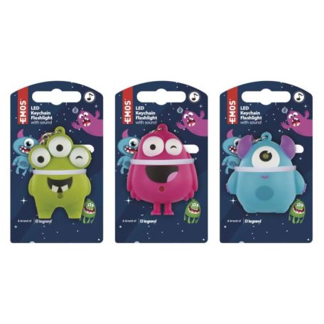 LED kulcstartó - hangos szörnyek, 18 db, display box