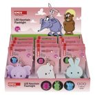 LED szilikon kulcstartó – állatkák, 12 db, display box