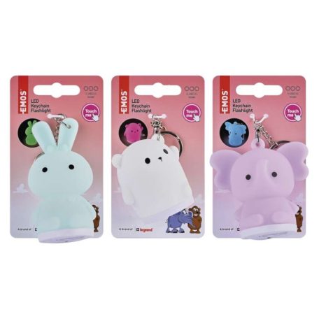 LED szilikon kulcstartó – állatkák, 12 db, display box