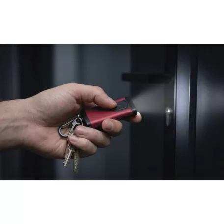 Újratölthető mini LED-es zseblámpa - kulcstartó, 100 lm, kínáló dobozban