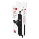 EMOS Túlfeszültségvédő 3 aljzat, 1,5 m, fekete