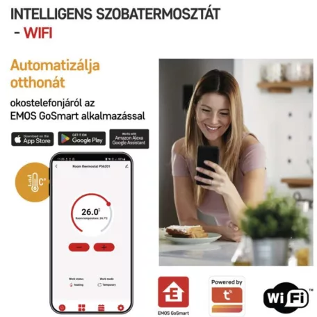 GoSmart Programozható vezetékes szobatermosztát WiFi-vel P56201