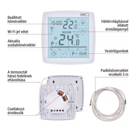 GoSmart Programozható vezetékes termosztát padlófűtéshez WiFi-vel P56S01F