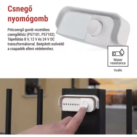 Csere gomb a P57101, P57102 vezetékes ajtócsengőkhöz