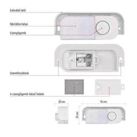Csere gomb a P57101, P57102 vezetékes ajtócsengőkhöz
