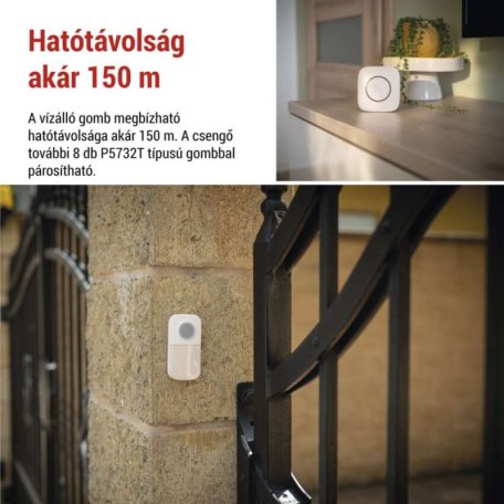 Vezeték nélküli csengő P5736, 3× AA