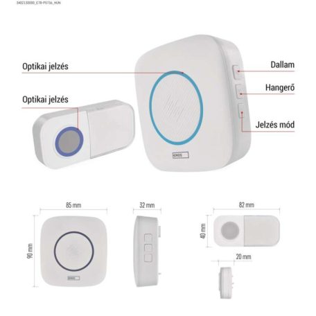 Vezeték nélküli csengő P5736, 3× AA