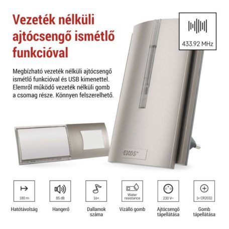 Vezeték nélküli csengő P5760N, ismétlési funkció
