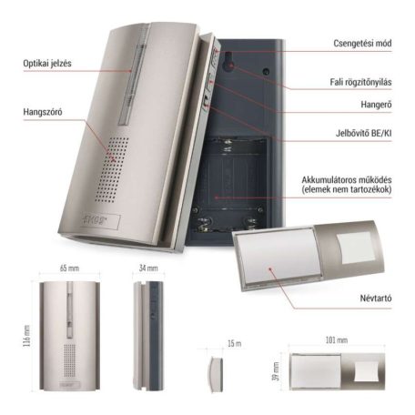 Vezeték nélküli csengő P5763N, 3× AA, ismétlési funkció