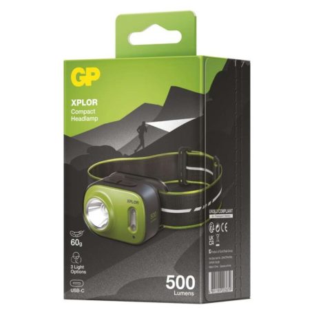 LED Fejlámpa GP Xplor PHR17, 500 lm