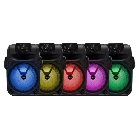 SAL PAR20BTC party hangdoboz, 2-utas hangrendszer, bass-reflex mélysugárzó, Bluetooth, FM rádió, digitális kijelző, LED fényeffekt