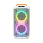 SAL PAR216WH party hangfal, 60 W, 2-utas bassz-reflex, 3 hangszóró, Bluetooth, MP3, digitális kijelző, LED fényeffekt, mikrofonnal