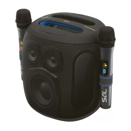 SAL PARCUBE boombox, 100 W, 2db vezeték nélküli mikrofon, 5db hangszóró, LED fényeffekt, IPX5 védelem, Bluetooth