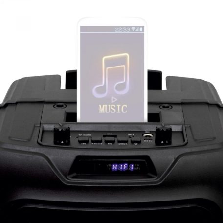 SAL Nagy teljesítményű Hordozható kétutas akkus bluetooth hangfal kiváló hangzással, 50W PAR 182BT beépített LED 2x19cm mélynyomóval mikrofon és gitár bemenet MP3