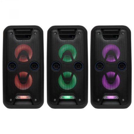 SAL Nagy teljesítményű hordozható aktív Hangfal 120w - Parti hangfal, Boombox Bluetooth hangfal dupla mélynyomóval PAR 220BT Party hangdoboz, 2x20cm, akku, BT, LED