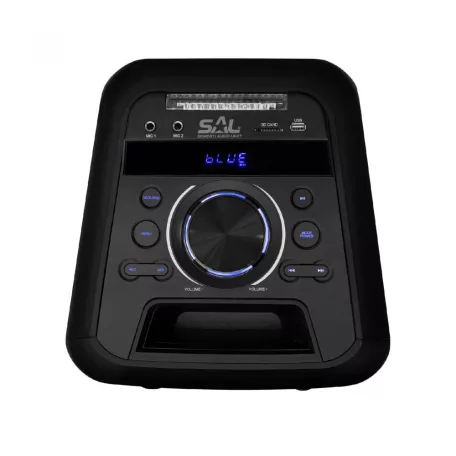 SAL Nagy teljesítményű hordozható aktív Hangfal 120w - Parti hangfal, Boombox Bluetooth hangfal dupla mélynyomóval PAR 220BT Party hangdoboz, 2x20cm, akku, BT, LED