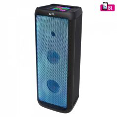   SAL Nagy teljesítményű Hordozható kétutas akkus bluetooth hangfal kiváló hangzással, 120W par 221dj beépített fényeffektel hangfal 2x20cm mélynyomóval mikrofon éParty hangdoboz, 2x20cm, LED, akku