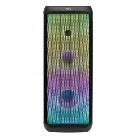 SAL Nagy teljesítményű Hordozható kétutas akkus bluetooth hangfal kiváló hangzással, 120W par 221dj beépített fényeffektel hangfal 2x20cm mélynyomóval mikrofon éParty hangdoboz, 2x20cm, LED, akku