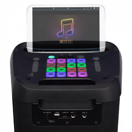 SAL Nagy teljesítményű Hordozható kétutas akkus bluetooth hangfal kiváló hangzással, 120W par 221dj beépített fényeffektel hangfal 2x20cm mélynyomóval mikrofon és gitár bemenet MP3 Lejátszó