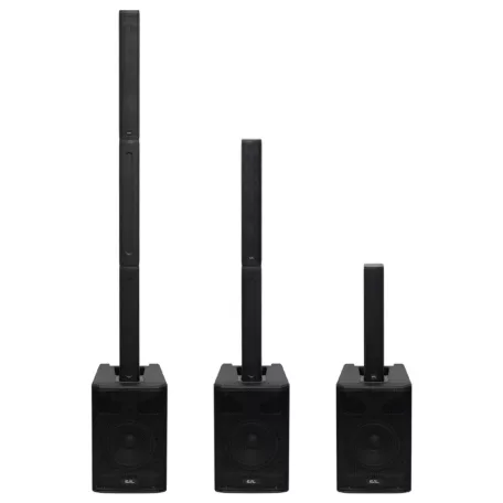 SAL PAS8W42S professzionális oszlopsugárzó hangrendszer, max. 600 W, 20cm mélysugárzó, 4x2” szélessávú szatellit hangszóró, aktív zenekari hangdoboz, Bluetooth, állvány