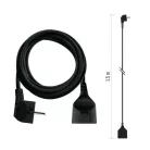 Hosszabbító 1,5 m / 1 aljzat / fekete / PVC / 1,5 mm2