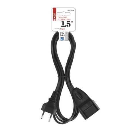 Hosszabbító 1,5 m / 1 aljzat / fekete / PVC / 0,75 mm2