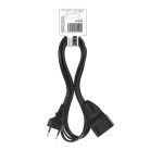 Hosszabbító 1,5 m / 1 aljzat / fekete / PVC / 0,75 mm2