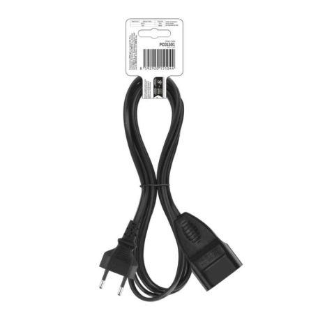 Hosszabbító 1,5 m / 1 aljzat / fekete / PVC / 0,75 mm2