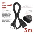 Hosszabbító 3 m / 1 aljzat / fekete / PVC / 0,75 mm2