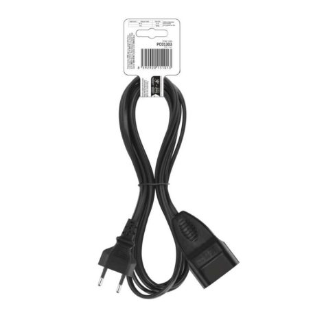 Hosszabbító 3 m / 1 aljzat / fekete / PVC / 0,75 mm2