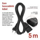 Hosszabbító 5 m / 1 aljzat / fekete / PVC / 0,75 mm2