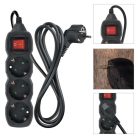 Hosszabbító 1,5 m / 3 aljzat / kapcsolós / fekete / PVC / 1 mm2