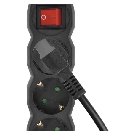 Hosszabbító 3 m / 4 aljzat / kapcsolós / fekete / PVC / 1,5 mm2