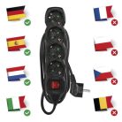 Hosszabbító 5 m / 4 aljzat / kapcsolós / fekete / PVC / 1,5 mm2