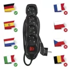 Hosszabbító 5 m / 4 aljzat / kapcsolós / fekete / PVC / 1,5 mm2