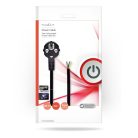 Tápkábel | Földelt Csatlakozó Dugó | Open | Szögben | Egyenes | Nikkelezett | 3.00 m | Kerek | PVC | Fekete | Boríték