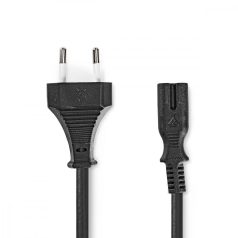   Tápkábel | Euro Férfi | IEC-320-C7 | Egyenes | Egyenes | Nikkelezett | 2.00 m | Tekercselt | PVC | Fekete | Boríték