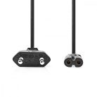 Tápkábel | Euro Férfi | IEC-320-C7 | Egyenes | Egyenes | Nikkelezett | 2.00 m | Tekercselt | PVC | Fekete | Boríték