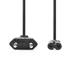   Tápkábel | Euro Férfi | IEC-320-C7 | Egyenes | Egyenes | Nikkelezett | 2.00 m | Tekercselt | PVC | Fekete | Boríték