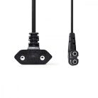 Tápkábel | Euro Férfi | IEC-320-C7 | Szögben | Döntött Bal | Nikkelezett | 5.00 m | Lapos | PVC | Fekete | Boríték