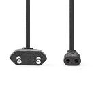 Tápkábel | Euro Férfi | IEC-320-C1 | Egyenes | Egyenes | Nikkelezett | 2.00 m | Lapos | PVC | Fekete | Boríték