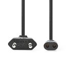Tápkábel | Euro Férfi | IEC-320-C1 | Egyenes | Egyenes | Nikkelezett | 2.00 m | Tekercselt | PVC | Fekete | Boríték