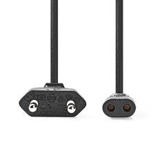   Tápkábel | Euro Férfi | IEC-320-C1 | Egyenes | Egyenes | Nikkelezett | 2.00 m | Tekercselt | PVC | Fekete | Boríték