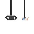 Tápkábel | Euro Férfi | Open | Egyenes | Egyenes | Nikkelezett | 3.00 m | Lapos | PVC | Fekete | Boríték